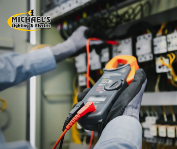 man checking commercial electricity